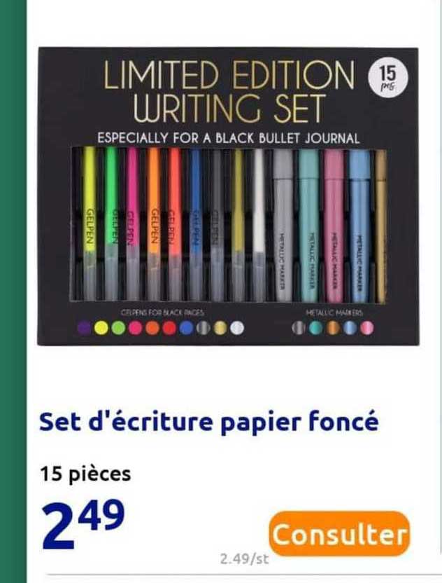 set d'écriture papier foncé