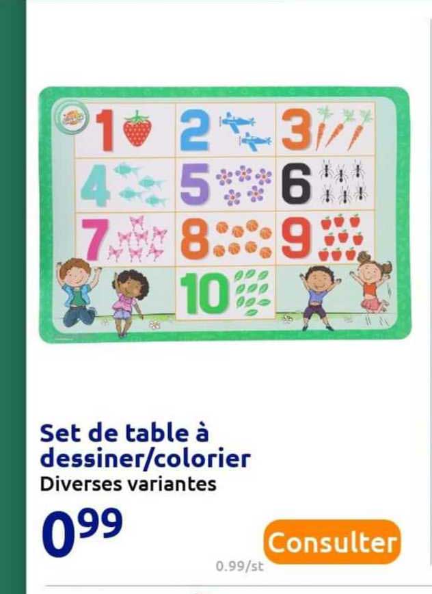 Set De Table à Dessiner - Colorier