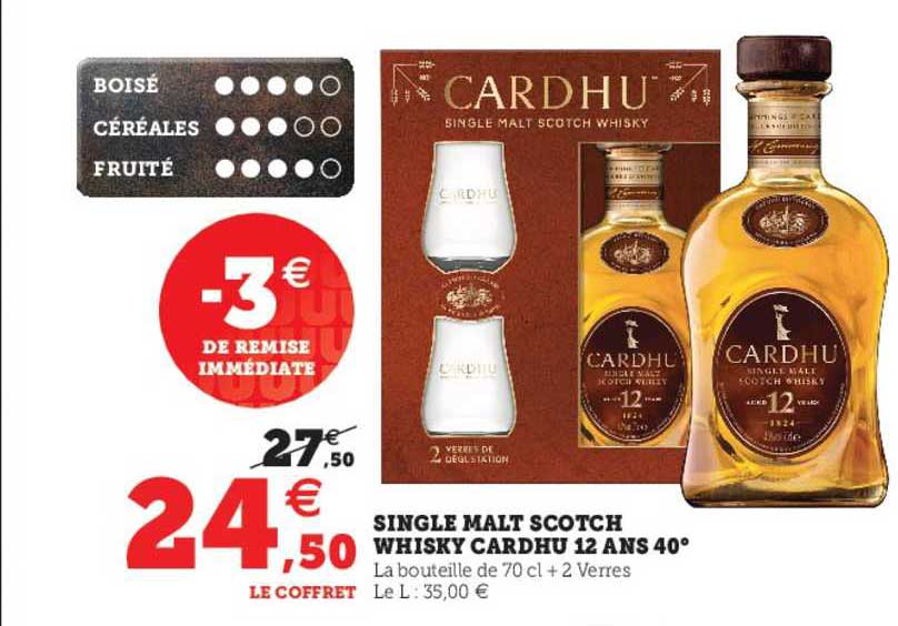single malt scotch whisky cardhu 12 ans 40°