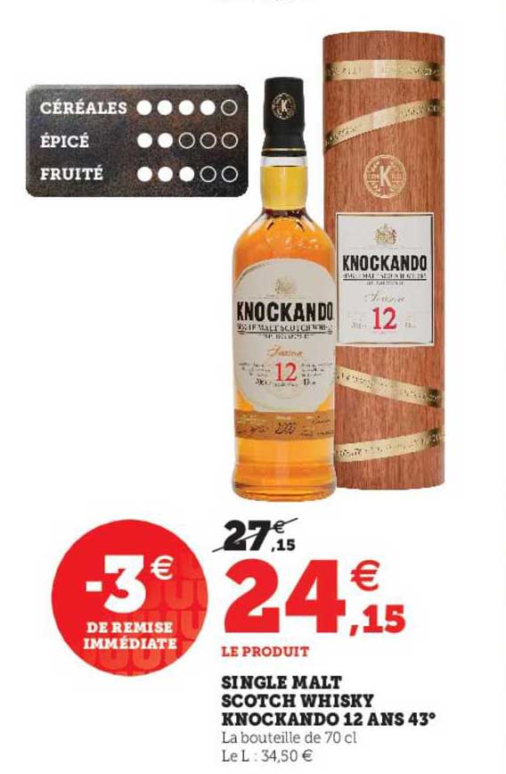 single malt scotch whisky knockando 12 ans 43°