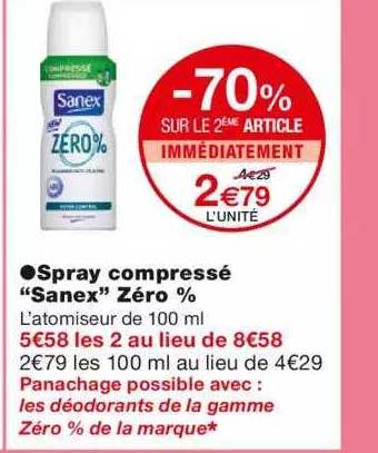 Spray Compressé "sanex" Zéro %