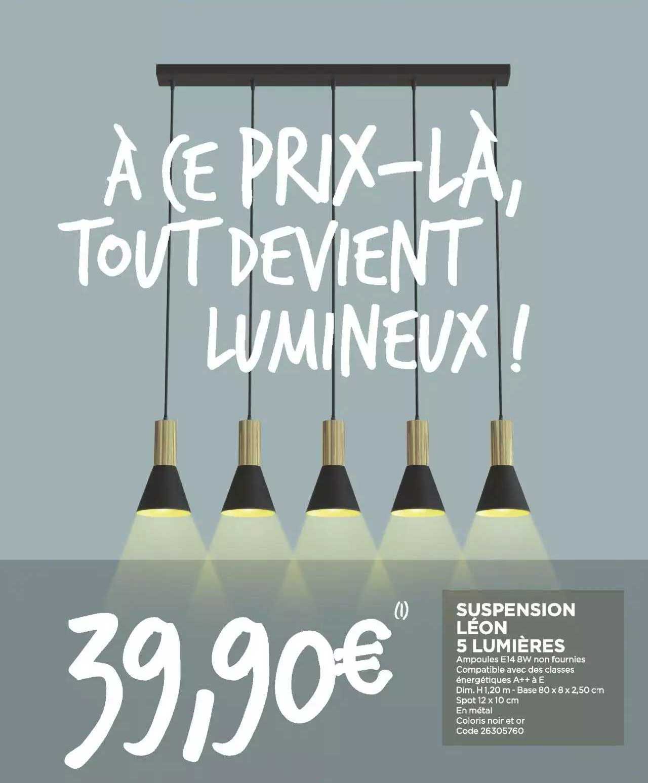 suspension léon 5 lumières