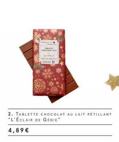 tablette chocolat au lait pétillant "l'éclair de génie"