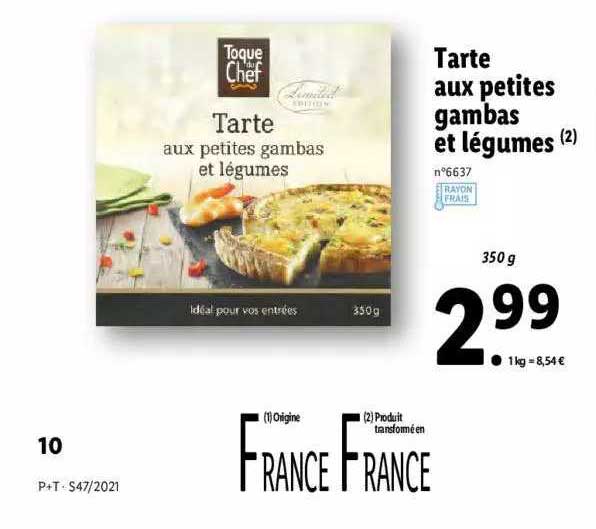tarte aux petites gambas et légumes