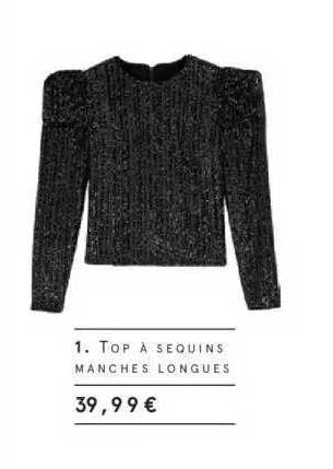 top à sequins manches longues