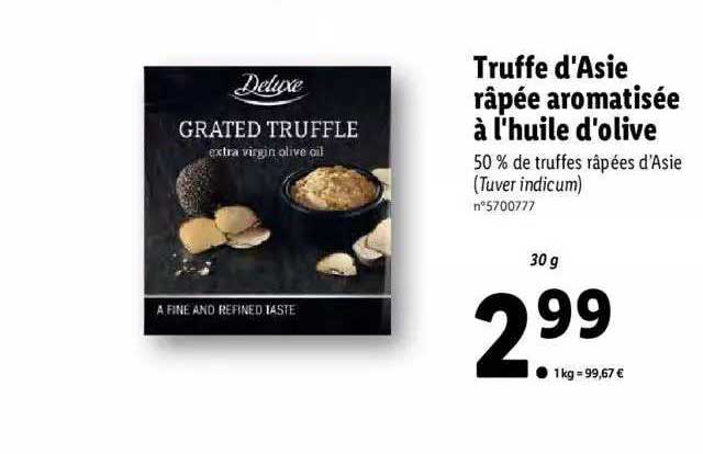 truffe d'asie râpée aromatisée à l'huile d'olive