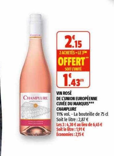 vin rosé de l'union européenne cuvée du marquis champlure
