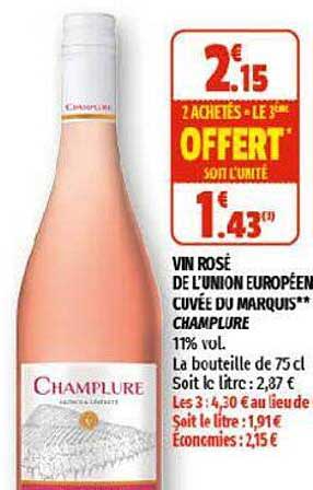 vin rosé de l'union européenne cuvée du marquis champlure