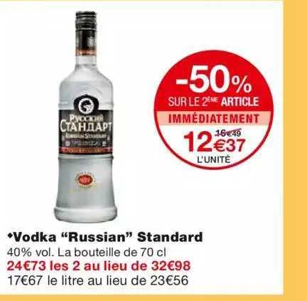 vodka "russian" standard -50% sur le 2ème article