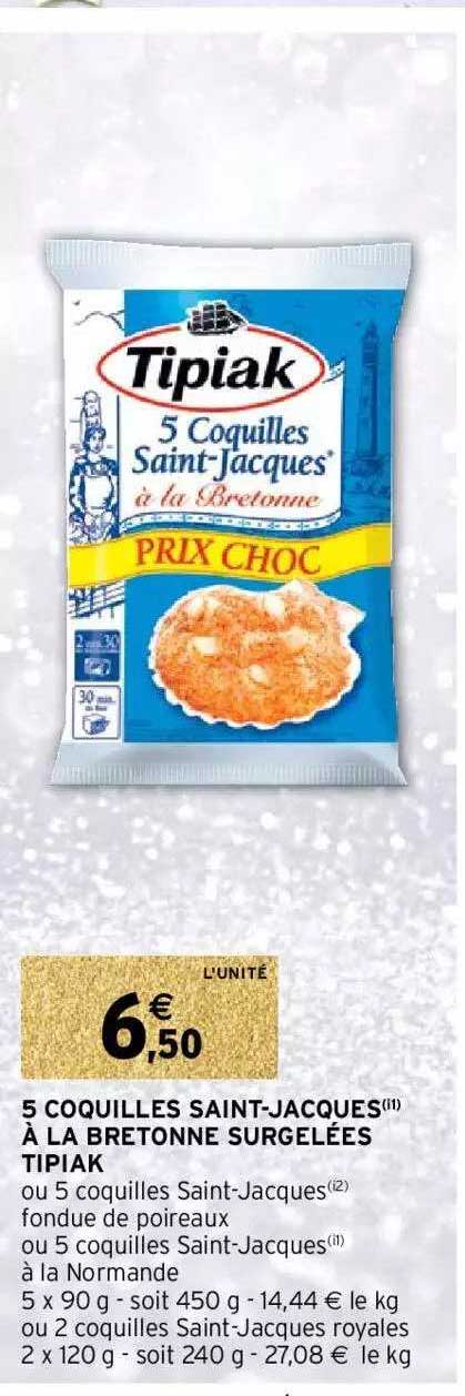 5 Coquilles Saint-jacques à La Bretonne Surgelées Tipiak