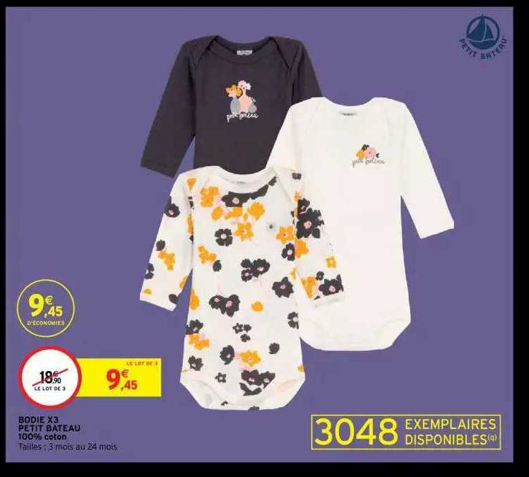 bodie x3 petit bateau 100% coton