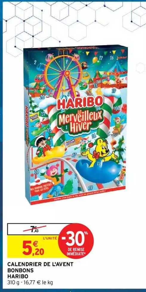 calendrier de l'avent bonbons haribo