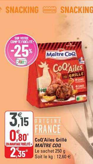 coq' ailes grillé maître coq