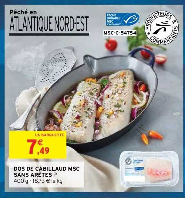 dos de cabillaud msc sans arêtes