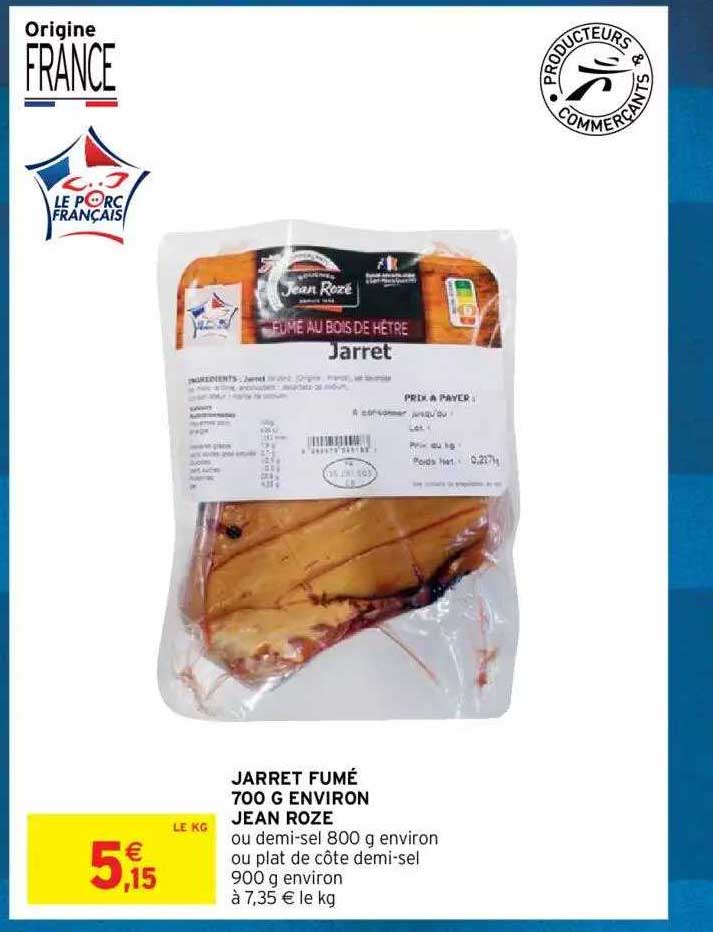 jarret fumé 700 g environ jean rozé