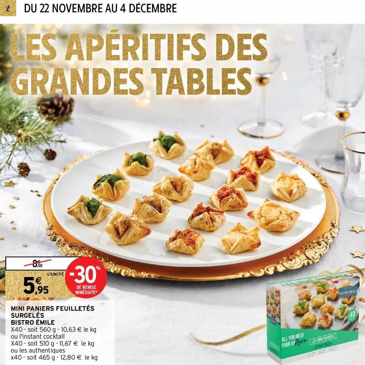 mini paniers feuilletés surgelés bistro émile