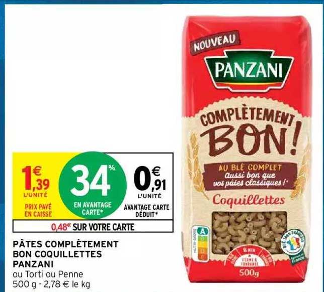 pâtes complètement bon coquillettes panzani