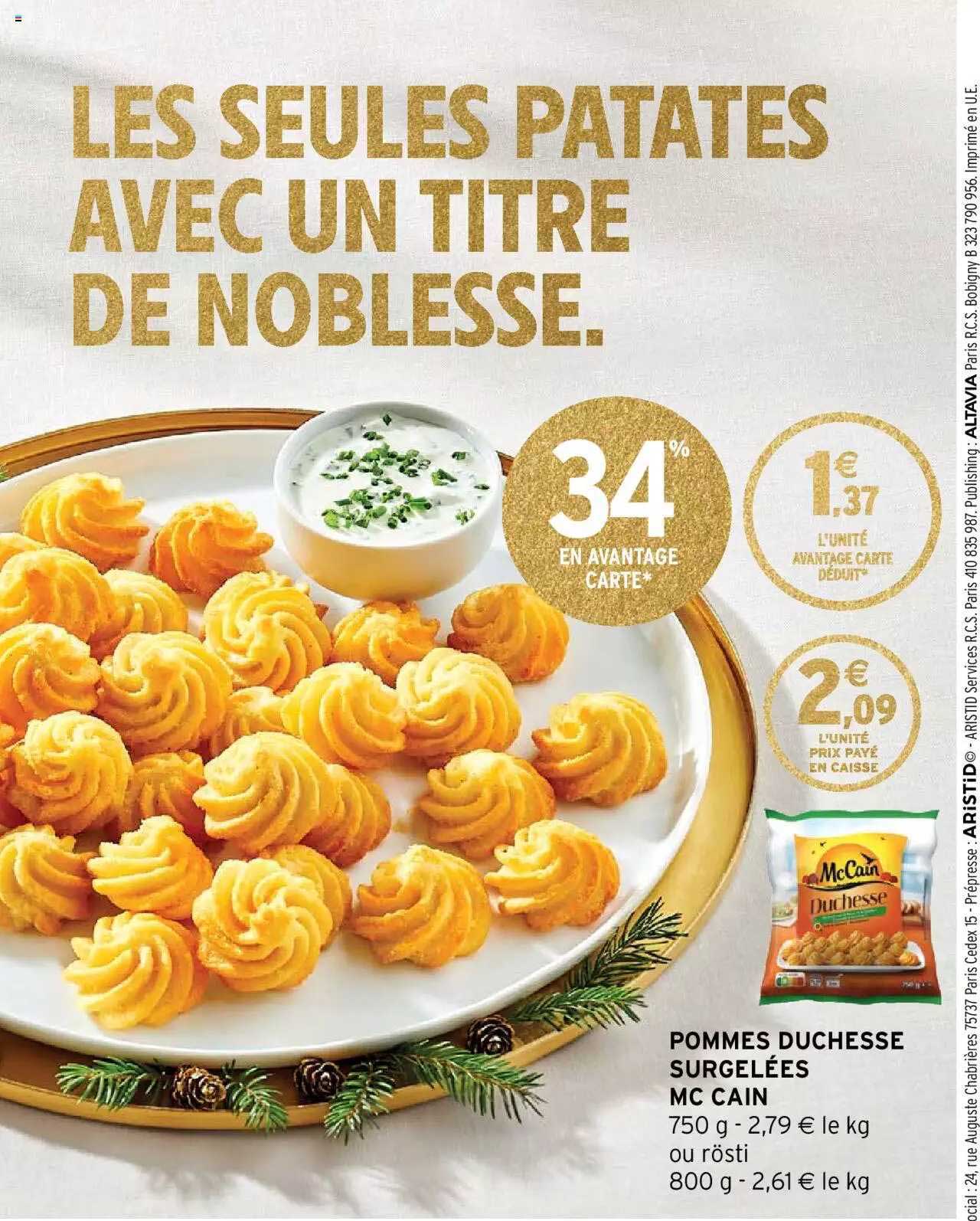 Pommes Duchesse Surgelées Mc Cain