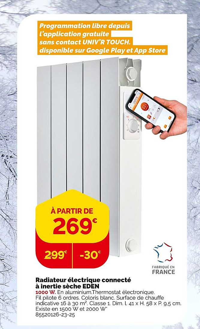 Radiateur électrique Connecté à Inertie Sèche Eden