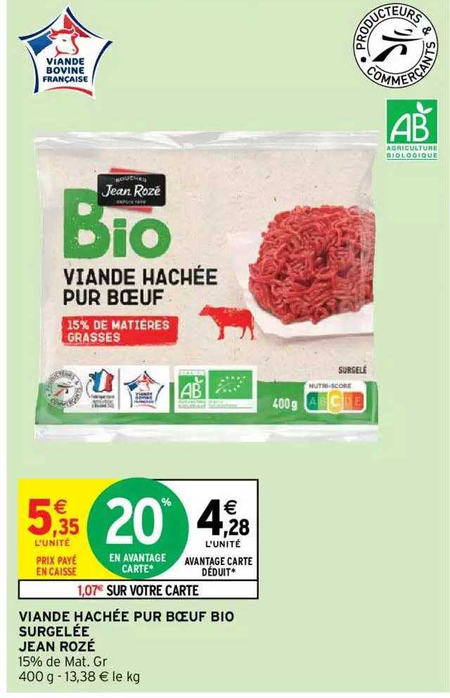 viande hachée pur bœuf bio surgelée jean rozé
