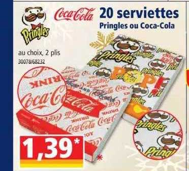 20 serviettes pringles ou coca-cola