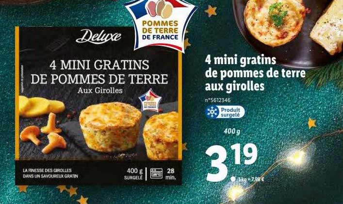 4 mini gratins de pommes de terre aux girolles deluxe