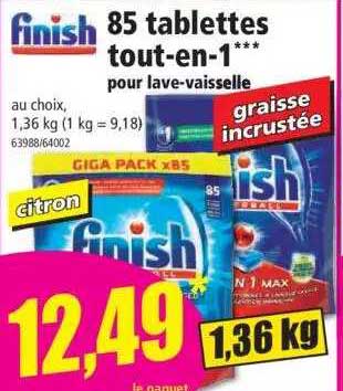 85 tablettes tout-en-1 pour lave-vaisselle finish