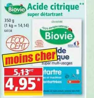 acide citrique super détartrant biovie