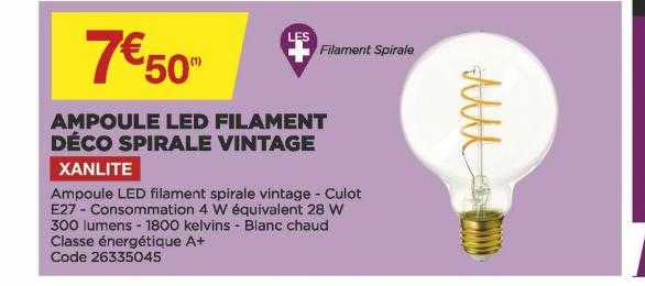 ampoule led filament déco spirale vintage xanlite