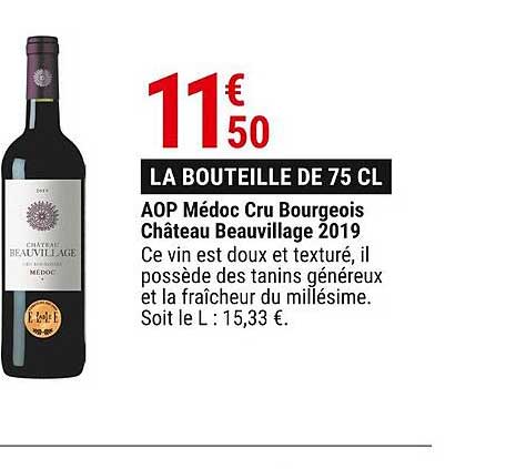 aop médoc cru bourgeois château beauvillage 2019