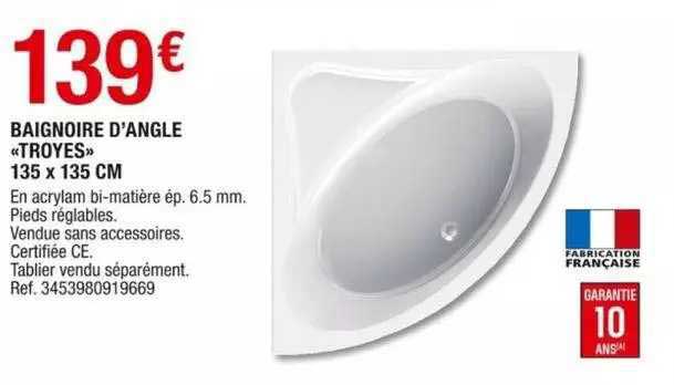Baignoire D'angle «troyes» 135 X 135 Cm