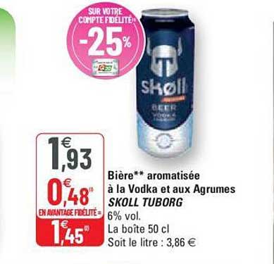 bière aromatisée à la vodka et aux agrumes skoll tuborg
