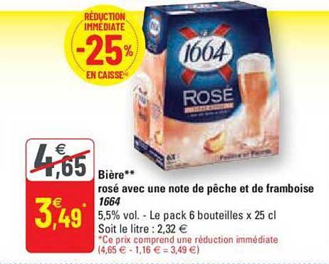 bière rosé avec une note de pêche et de framboise 1664