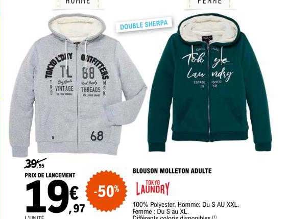 blouson molleton adulte tokyo laundry