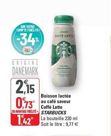 boisson lactée au café saveur caffè latte starbucks