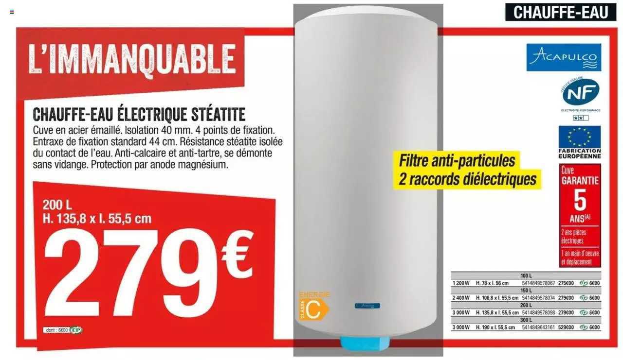 chauffe-eau électrique stéatite acapulco