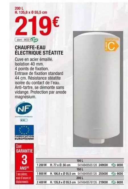 chauffe-eau électrique stéatite