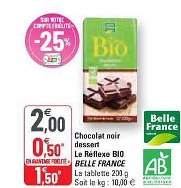 chocolat noir dessert le réflexe bio belle france