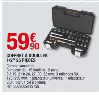 Coffret à Douilles 1-2" 25 Pièces