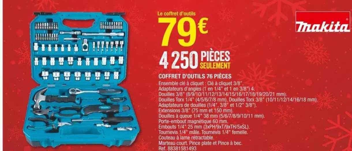 coffret d'outils 76 pièces makita
