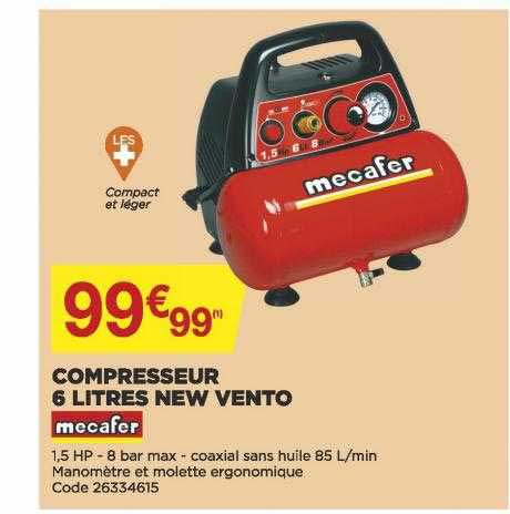 compresseur 6 litres new vento mecafer