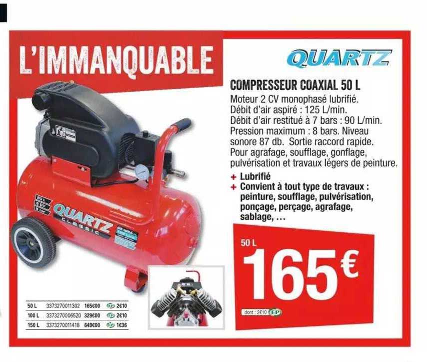 compresseur coaxial 50l quartz