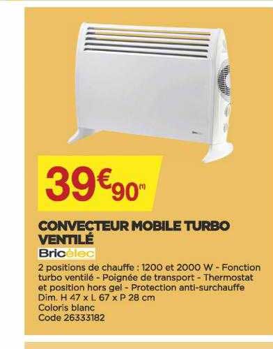 convecteur mobile turbo ventilé bricélec