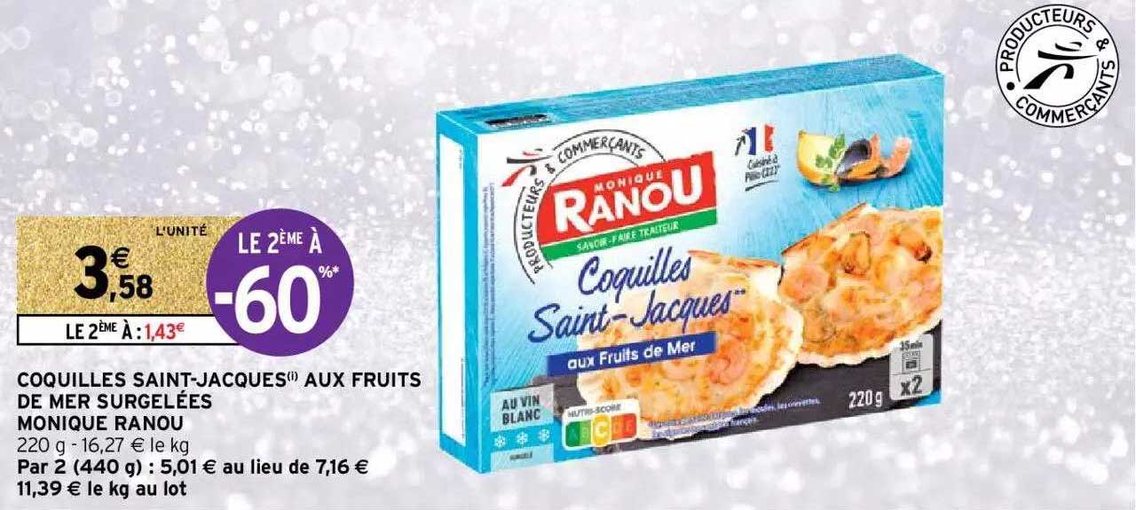 coquilles saint-jacques aux fruits de mer surgelées monique ranou