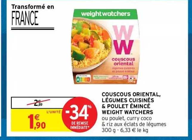 couscous oriental, légumes cuisinés & poulet émincé weight watchers