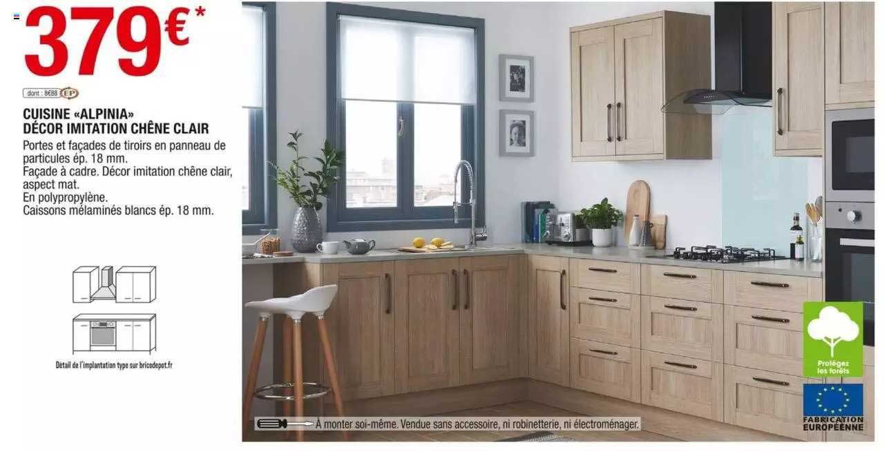 Cuisine «alpinia» Décor Imitation Chêne Clair