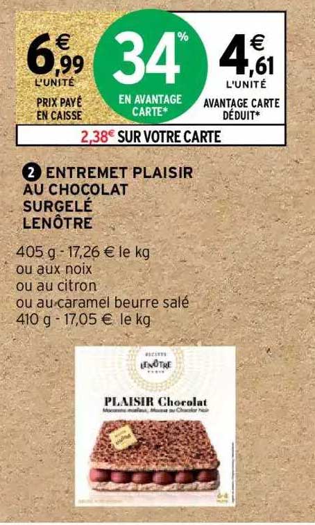 entremet plaisir au chocolat surgelé lenôtre