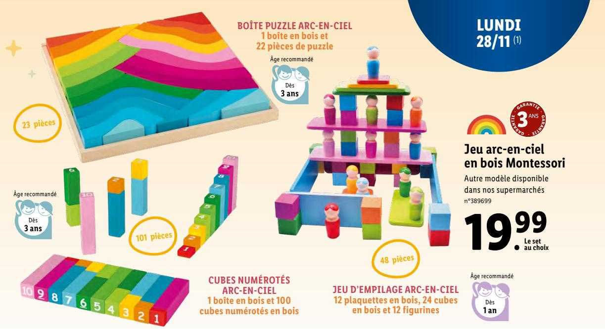 jeu arc-en-ciel en bois montessori