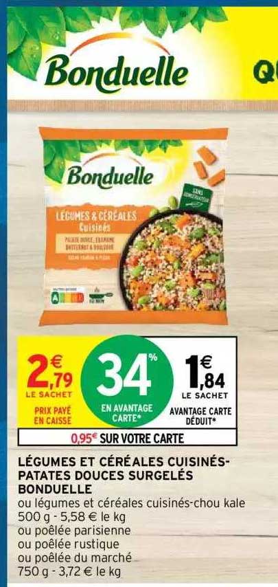 légumes et céréales cuisinés - patates douces surgelés bonduelle