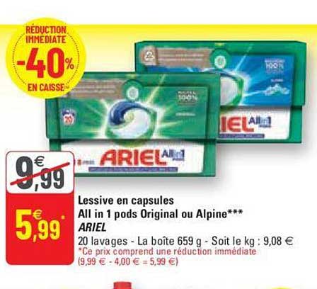 lessive en capsules all in 1 pods original ou alpine ariel
